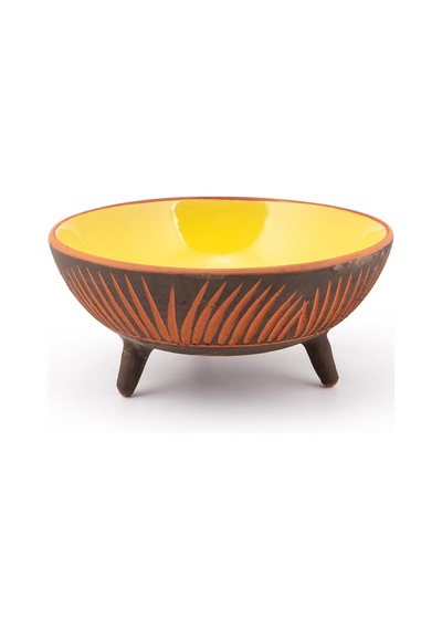 Dekoratif Sunum Kasesi, Seramik Ayaklı Sunum Kasesi, Servis Kasesi, Servis Tabağı, Kase, Tabak Sarı, 20 Cm
