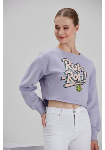 Meecy Kadın Lila Baskılı Sweatshirt Lila Lila