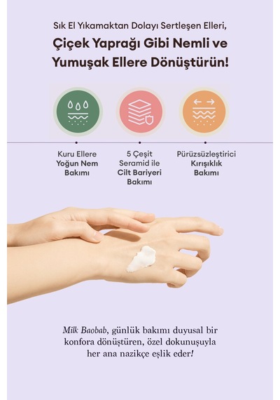 Yaşlanma Karşıtı Yumuşatıcı Parfümlü El Kremi Mılk Baobab Blooming Perfume Hand Cream Baby Powder