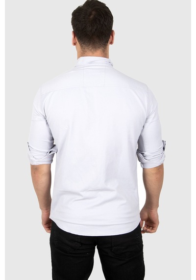 Deepsea Erkek Gri Fitilli Çıtçıtlı Kot Gömlek 300421 Gri