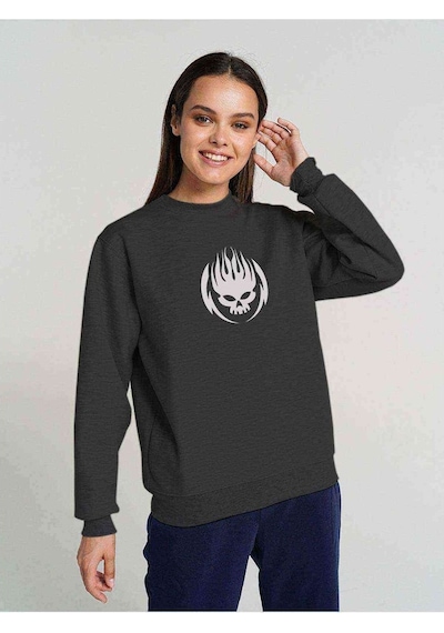 Offspring Baskılı Füme Antrasit Kadın Sweatshirt