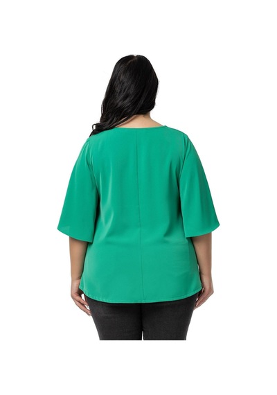 Disentis Büyük Beden Geniş Kısa Kollu Benetton Yeşili Bluz-benetton Yeşili Yeşil