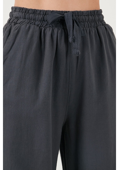 Lela Pamuklu Relaxed Fit Yüksek Bel Bol Paça Bayan Pantolon 668Yp5118 Antrasit