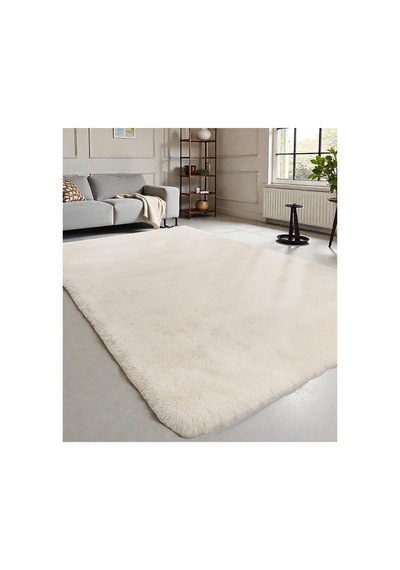 Peluş Post Halı Yumuşak Dokulu Modern Salon Oturma Odası Çocuk Odası Hol & Antre Halısı Krem Krem