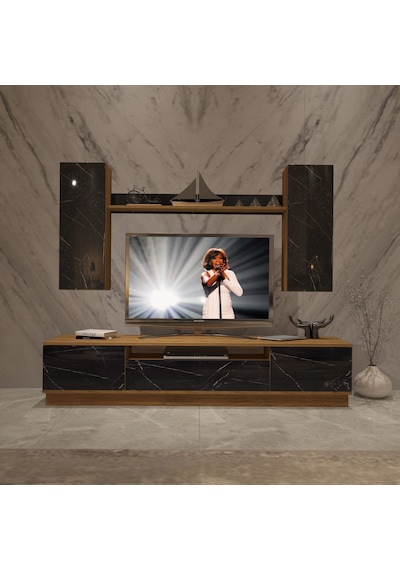Decoraktiv Trendstyle 5ds Mdf Tv Ünitesi Tv Sehpası Pera - Siyah Mermer