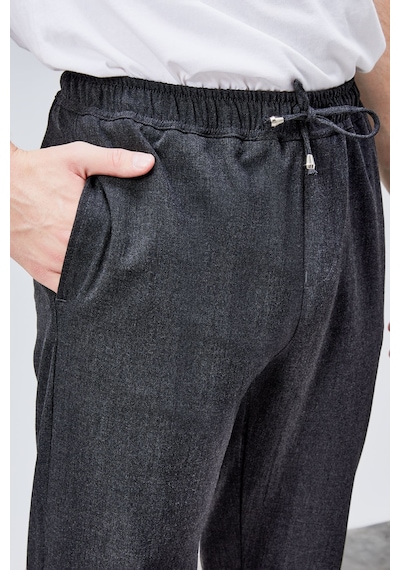 HLT Jeans Erkek Antrasit Relaxed Fit Yandan Cepli Beli Lastikli Bağcıklı Duble Paça Jogger Pantolon Bolt-1995 Antrasit