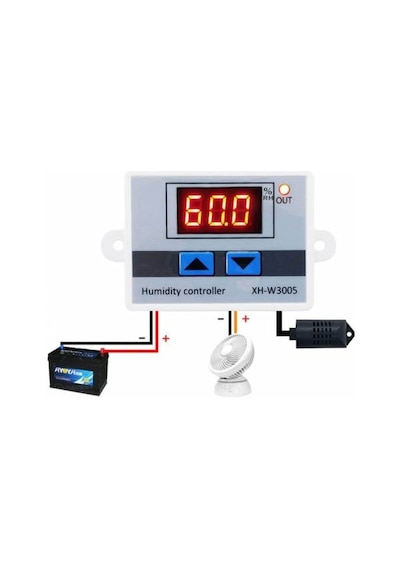 12V Nem Termostatı Xh W3005 Dijital Nem Kontrol Cihazı Nem Sensör N11.629
