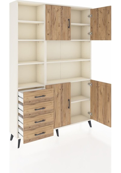 Arges Dolap 9 Raflı 4 Çekmeceli 4 Kapaklı 132x30x195 Aytaşı-ç... Aytaşı