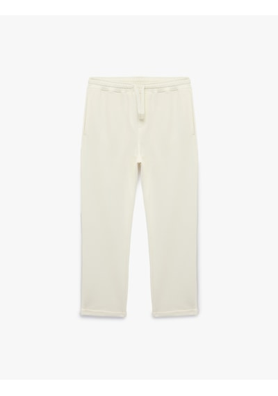 Koton Straight Fit Cepli Duble Paça Beli Bağcıklı Pantolon Beyaz 6sam40012hk