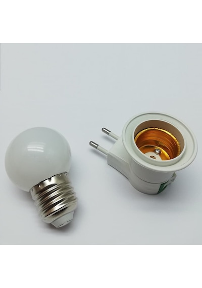 Duy Fişli Gece Lambası Ampüllü Beyaz Led 1w E27 Duy