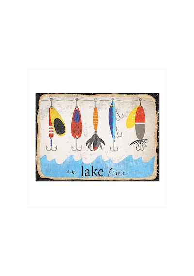 Bedeko Balık Oltaları Tasarım Ahşap Tablo 35 Cm X 50 Cm