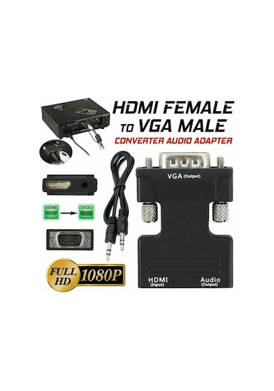 Hdmi To Vga Kablo Çevirici Dönüştürücü + Ses Destekli Mg-2163 (468077435)