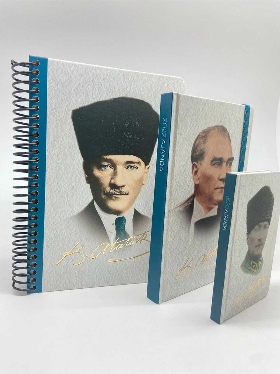 Atatürk Eski Ajanda 2'li + 9x14 Haftalık Ajanda Beyaz