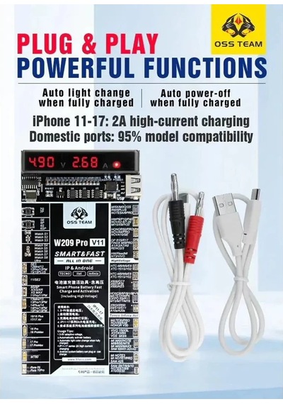 Oss Team W209 Pro V11 Akıllı Telefon Bataryası Hızlı Şarj Ve Aktivasyon Kartı iPhone Uyumlu 6-17 Pro Max/apple Watch/android Telefonlar İçin