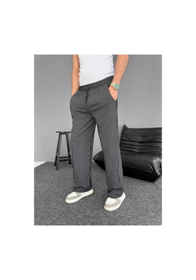 Butik İstanbul Su Yolu Çizgili Cepli Pantalon - Siyah