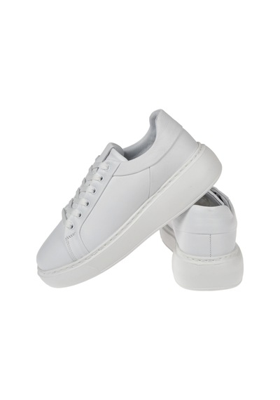 Pullman Hakiki Deri Kadın Spor Ayakkabı Sneaker Ahu-3090 Beyaz
