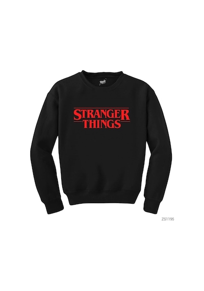 Stranger Things Logo Siyah Sweatshirt