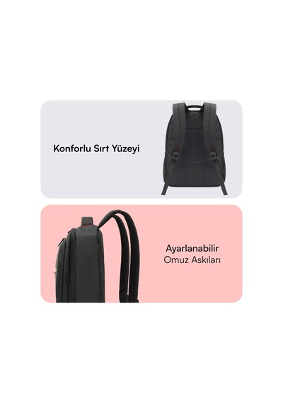 Mack Office Mcc-007 Laptop Sırt Çantası, Profesyonel Sırt Çantası Siyah