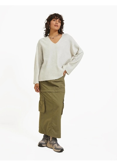 Jack&jones Jjxx Oversize V Yaka Kadın Kazak - Minimalist & Rahat Bej