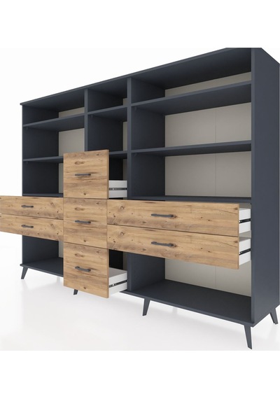 Hyperion Dolap 8 Raflı 7 Çekmeceli 220x44x163 Antrasit-antrasit/ Antrasit-antrasit/çam Hyperion Dolap 8 Raflı 7 Çekmeceli 220x44x163 Antrasit-antrasit/ Antrasit-antrasit/çam