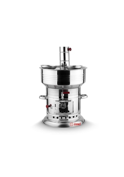 12 Litre Paslanmaz Metal Odunlu Kömürlü Çay Semaveri Odunlu Kömürlü Semaver Tek Musluklu Semaver 12