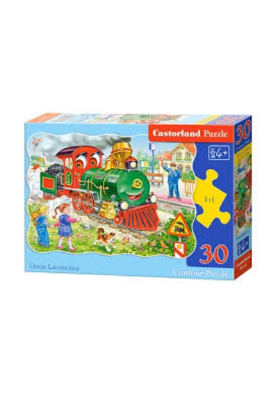 Castorland 30 Parça Yeşil Lokomotif Puzzle