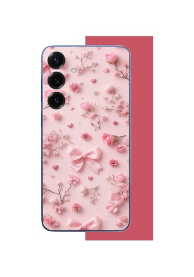 Samsung Galaxy S25 Plus Uyumlu Pembe Fiyonk Gül.jpeg Baskılı Silikon Kılıf Renkli