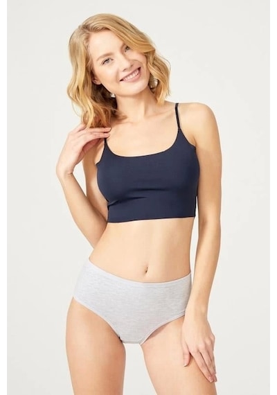 Cottonhill Basic Gri Renk %95 Pamuklu Geniş Kenarlı Külot Gri