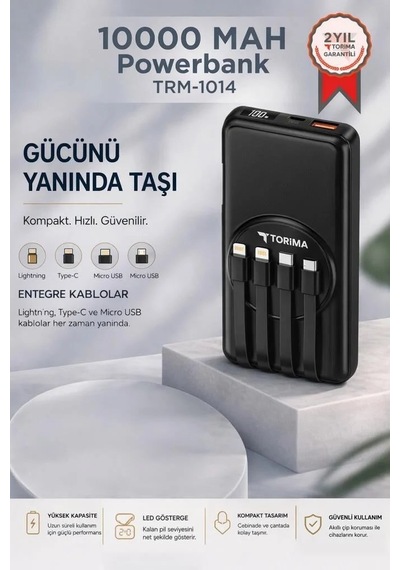 Premium Akıllı Cihaz Cep Bataryası Taşınabilir Batarya 10000 Mah Magsafe Trm-1014 Siyah Çok Renkli
