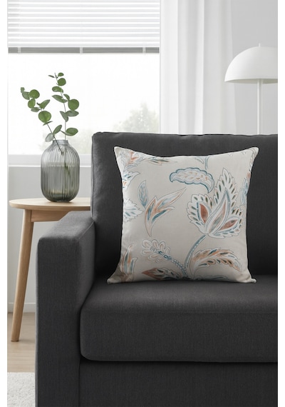 Duck Çiçekli Kırlent Kılıfı Bej 40x40 Bej