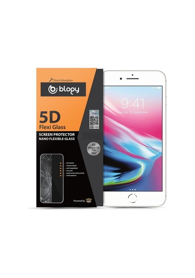Blogy Apple Uyumlu   iPhone 8 Plus / 7 Plus İle Flexi 5d Ekran Koruyucu White