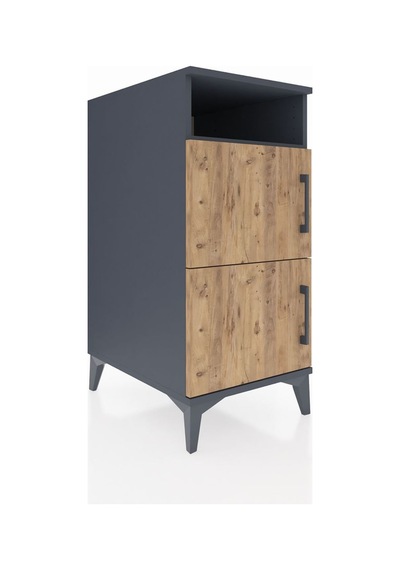 Kronos Komodin 2 Raflı 2 Kapaklı 44x59x96 Antrasit-çam Antrasit