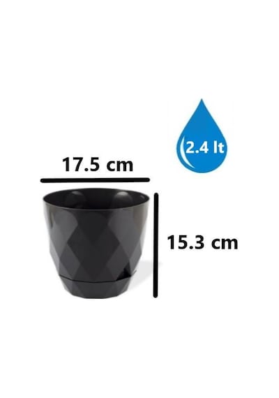 Omnipazar Krs-453 Yakamoz Tabaklı Plastik Saksı Takımı 2.4 Litre No 3 Antrasit 116