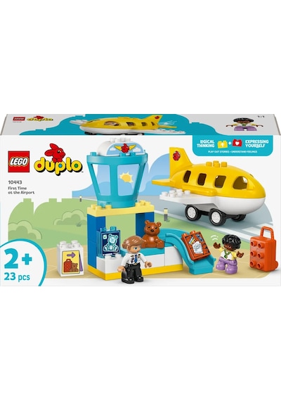 LEGO® DUPLO® Kasabası İlk Havaalanı Deneyimi 10443 - 2 Yaş ve Üzeri Çocuklar için Uçak İçeren Eğitici Oyuncak Yapım Seti (23 Parça)