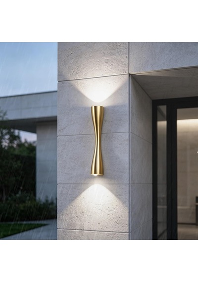 Modern Yaratıcı Yukarı Aşağı Led Dış Mekan Duvar Lambası Ip65 Su Geçirmez Alüminyum İç Mekan/dış Duvar Aydınlatması Bahçe Merdiven Veranda İçin Altın Beyaz Işık, 16 Cm