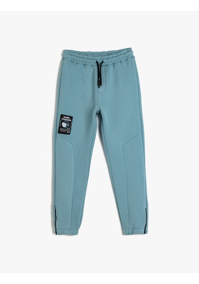 Koton Jogger Eşofman Altı Beli Bağlamalı Şardonlu Mavi 5wkb40109tk Mavi