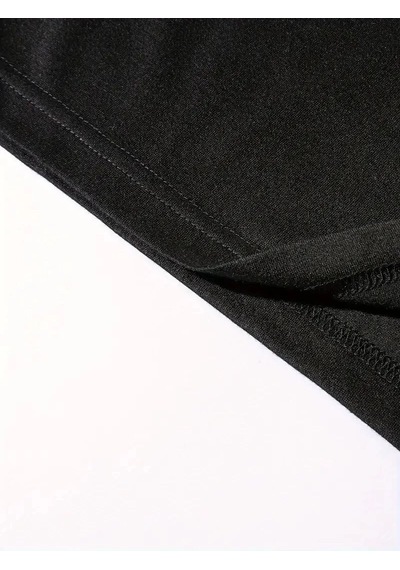 Erkek Baskılı Tişört Kısa Kol Bisiklet Yaka Oversize T-shirt - Siyah Beyaz