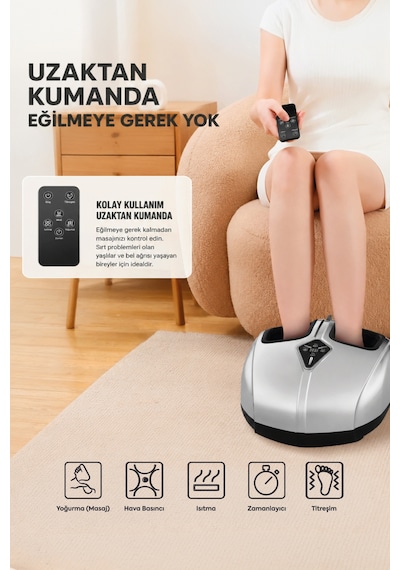 Walke Premium Uzaktan Kumandalı Isıtmalı Ayak Masaj Aleti A-02 Gri