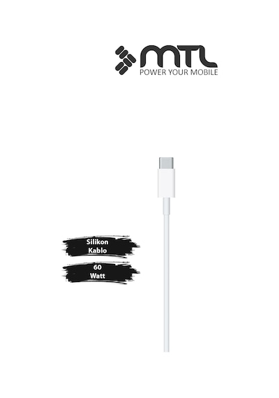 40w Pd Type-c To Type-c Silikon Hızlı Şarj Ve Data Kablosu 1 Metre Beyaz Mt2602