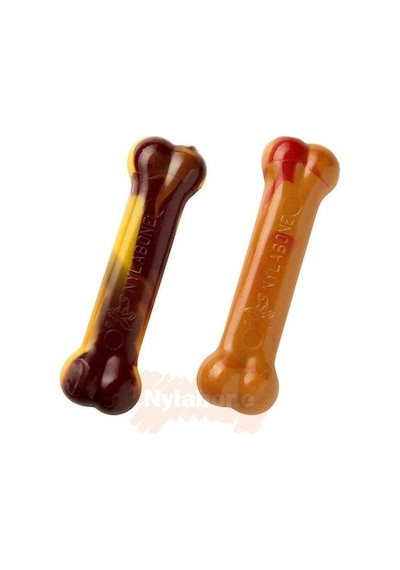 Nylabone Cheeseburger ve Elma Aromalı Köpek Çiğneme Kemiği S