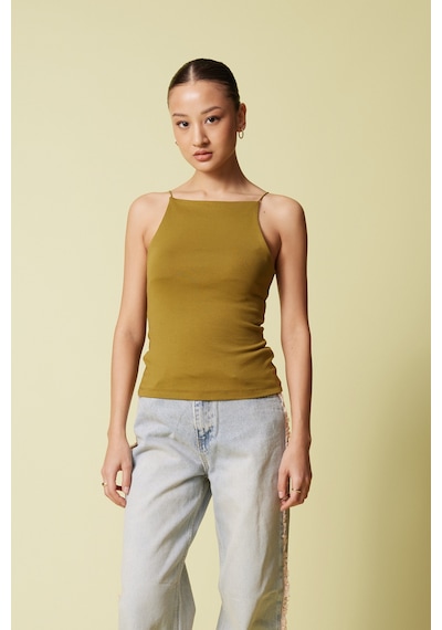 Halter Yaka Top Olive