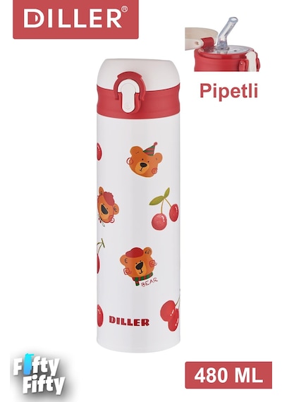 Dıller 480 Ml Pipetli Paslanmaz Çelik Termos Vacum Cup Kilitli Kapak -ffdıllerd9228 Çok Renkli