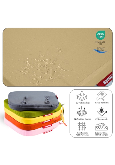 Xpermate 4'lü Standartfit Oval Sandalye Minderi 42x42x5 Bej