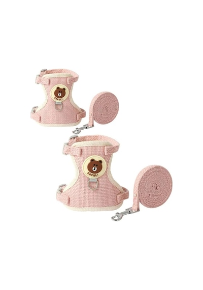 Floriashopping Yeni Sevimli Kaçış Önleyici Kedi Yürüyüş Vücut Tasmaları Pembe M