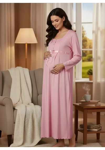Alfa Aksesuar 03 Berrak Bayan Hamile Gecelik 391 Pembe