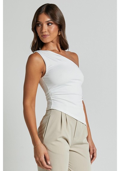 Seeh Beyaz Tek Omuzlu Basic Kadın Body Sh144