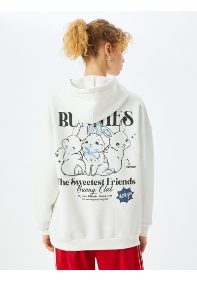 Koton Arkası Baskılı Kapüşonlu Oversize Sweatshirt Ekru 5sal10514ık Ekru Koton Arkası Baskılı Kapüşonlu Oversize Sweatshirt Ekru 5sal10514ık Ekru