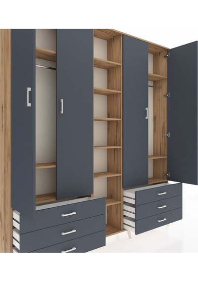 Arges Dolap 13 Raflı 6 Çekmeceli 2 Askılı 220x30x243 Çam-antrasit/antrasit Antrasıt/antrasıt Arges Dolap 13 Raflı 6 Çekmeceli 2 Askılı 220x30x243 Çam-antrasit/antrasit Antrasıt/antrasıt