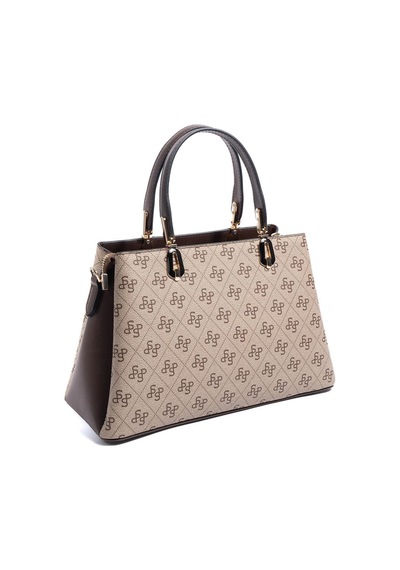 Silver Polo Sp1253 Kadın El Çantası Monogram Koyu Bej-kahve