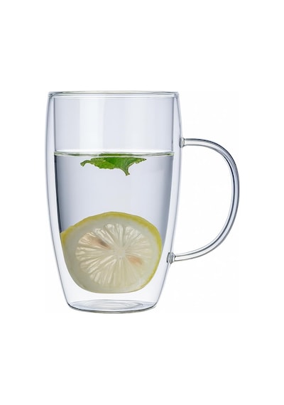 Lexroo 450 Ml Çift Cidarlı Şeffaf Cam Kupa
